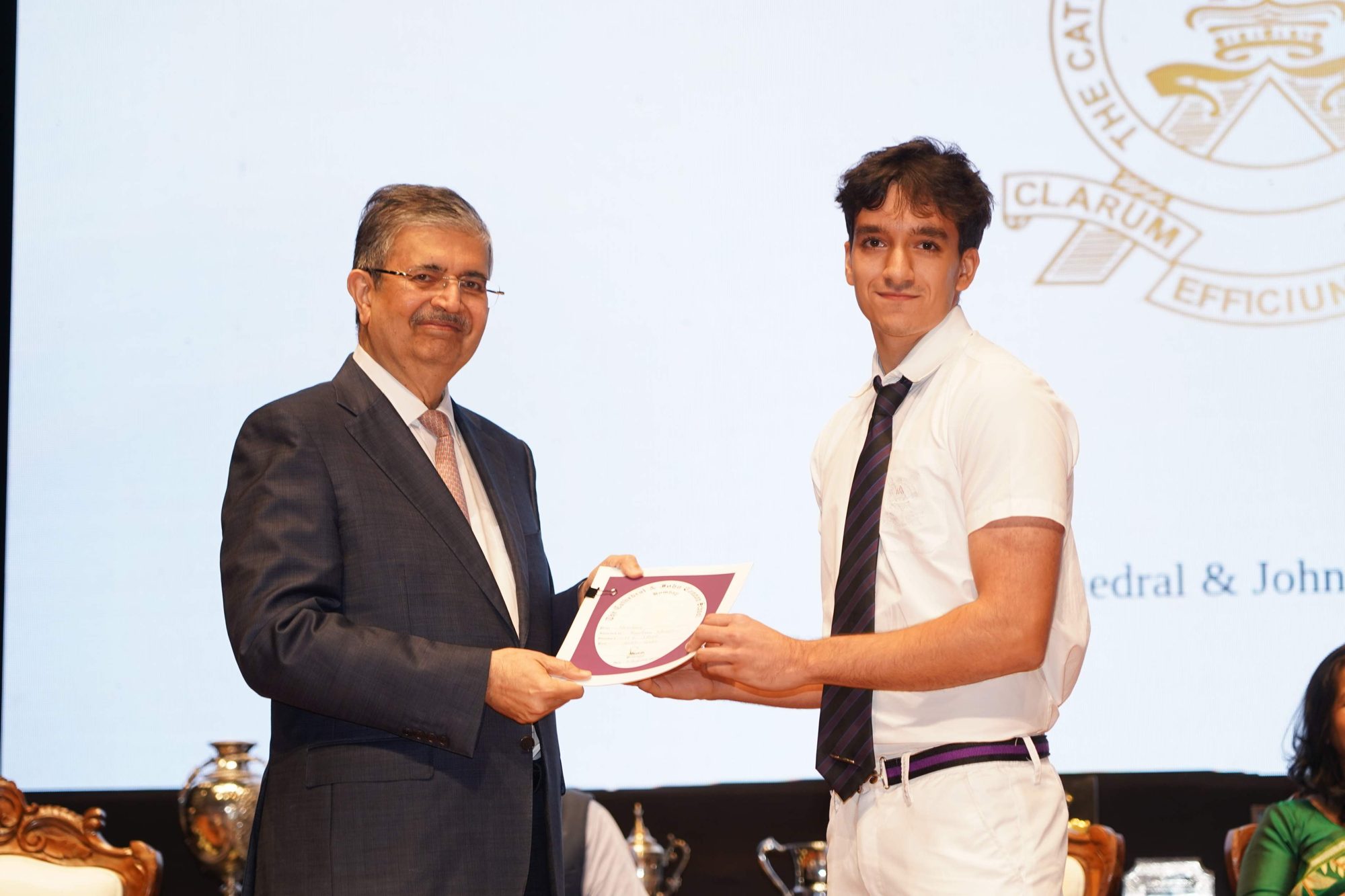 Rayhan receiving the Honours Prize for Academic Excellence at The Cathedral & John Connon School