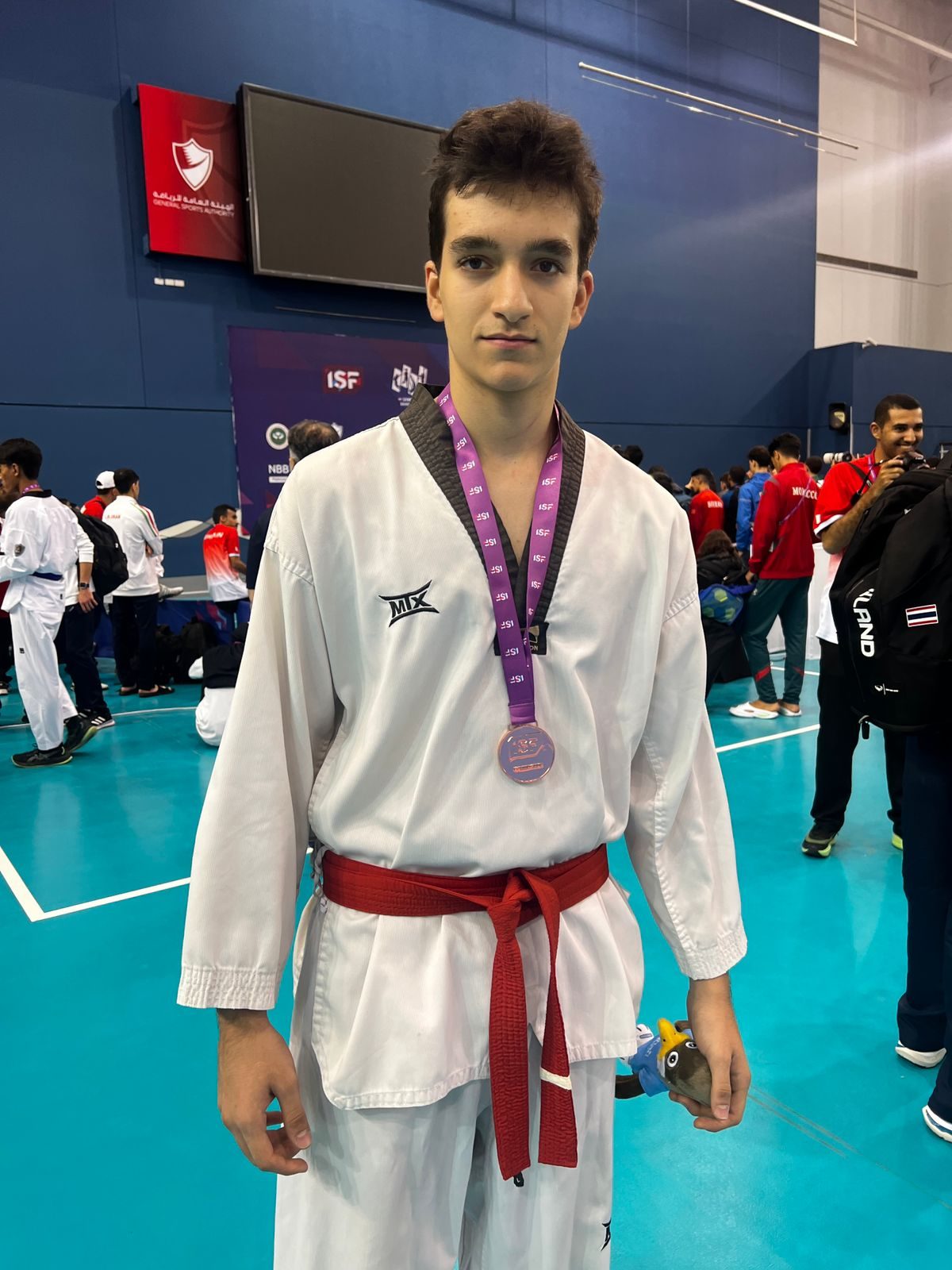 Rayhan with his medal at the ISF World Games, Bahrain 2024